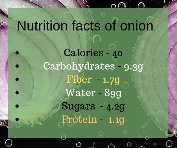 nutrtion in onion, carbs in onion