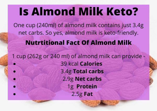 Almond milk nutrtion, almond milk o keto diet